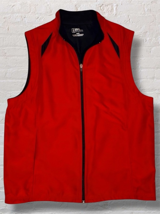 PGA Tour Other - PGA Tour Mens Vest Medium Red Black Full Zip Golf Performance Fleece-Lined
